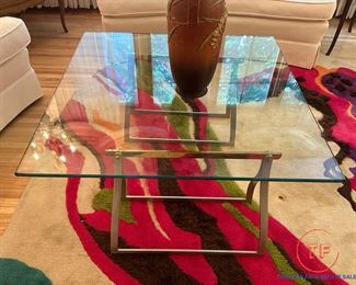 Hollywood Regency Style Glass Topped Coffee Table