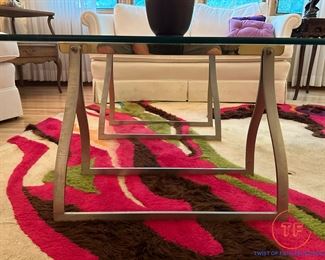 Hollywood Regency Style Glass Topped Coffee Table