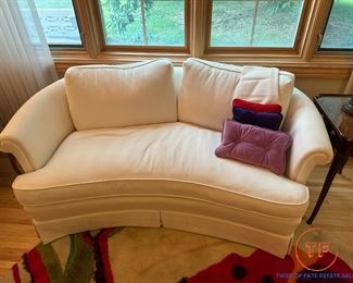 Custom Upholstered Curved Loveseat
