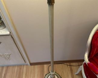 Antique Torchiere Floor Lamp with Frosted Shade