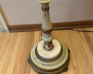 Antique Torchiere Floor Lamp with Frosted Shade