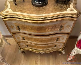 Gold Gilt Bowfront Florentine Three Drawer Chest