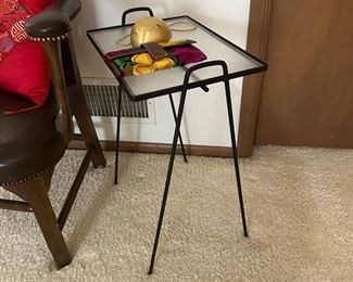 MCM Wrought Iron Nesting Side Table with Frosted Acrylic Tops