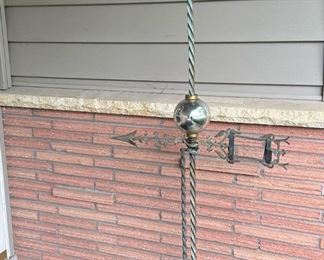 Antique Victorian Lightning Rod Weathervane with Original Mercury Glass Globe