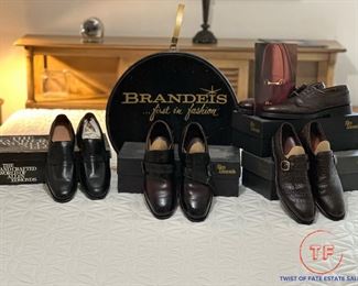 Vintage BRANDEIS Hat Box and Brand-New Vintage ALLEN EDMONDS Leather Shoes