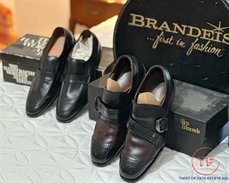 Vintage BRANDEIS Hat Box and Brand-New Vintage ALLEN EDMONDS Leather Shoes