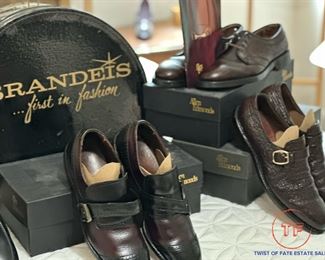 Vintage BRANDEIS Hat Box and Brand-New Vintage ALLEN EDMONDS Leather Shoes