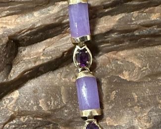 14K GOLD & Jade Bracelet with Amethyst 
