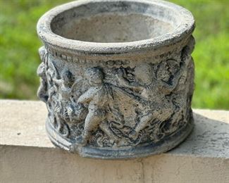 Vintage HENRI STUDIO Concrete Classical Cherub Garden Planter