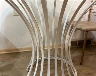 MCM Johnston Casuals White Lacquer Wrought Iron Glass Top Table