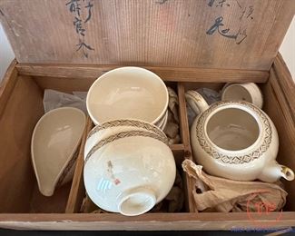 Antique Chinese Tea Set in Original Shipping Crate