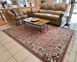 Beautiful Family Room including Leather Recliner Sofa from Walter E. Smith, Samsung UHD 55" TV, Occasional Tables by Charleston Forge, 