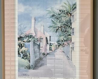 Signed and Numbered by C Holding of Bermuda Street Scene