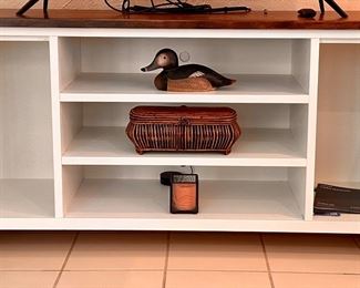 Samsung 55" Crystal UHD Smart TV with Remote on a Farmhouse Style 65" Media Console