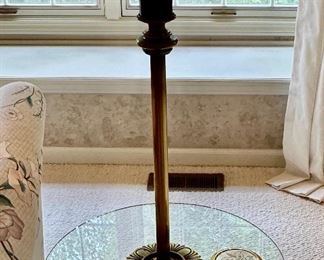 Stiffel All Brass Floor Lamp/Side Table with Round Glass table.  Really Nice and Classic 