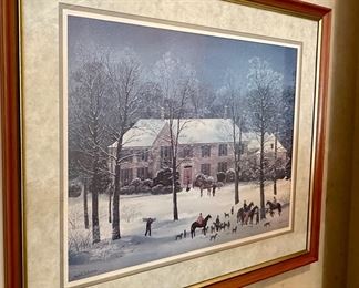 "La Chasse d' Hiver" by Michel Delacroix Framed Print.