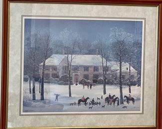 "La Chasse d' Hiver" by Michel Delacroix Framed Print.