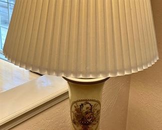 Very nice hand-painted and embellished table lamp on Porcelain.  