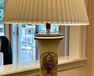 Very nice hand-painted and embellished table lamp on Porcelain.  