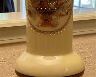 Very nice hand-painted and embellished table lamp on Porcelain.  