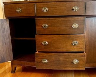 Duncan Phyfe Style 1930's Sideboard  with 4 Drawers and 2 Cabinets with Original Hardware.