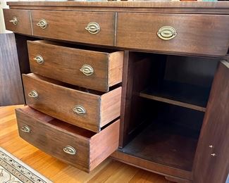 Duncan Phyfe Style 1930's Sideboard  with 4 Drawers and 2 Cabinets with Original Hardware.