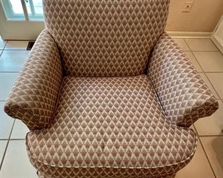 Pair of Pennsylvania Hours Consensus 50 Club Chairs with Matching Ottoman.