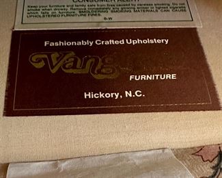 Vanguard Label on Sofa