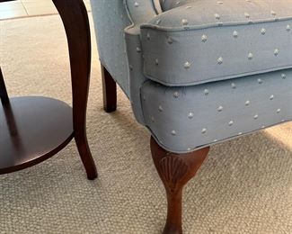 Set of 2 Pennsylvania House Wing Back Chairs with Round 1-Tier Side Table.