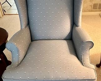 Set of 2 Pennsylvania House Wing Back Chairs with Round 1-Tier Side Table.