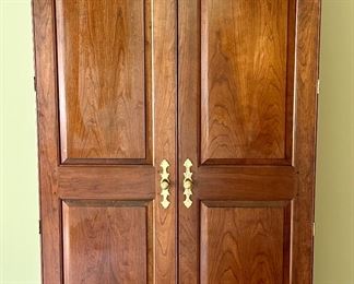 Beautiful and Compact Stickley Mahogany Armoire/Media Cabinet. 43" W x 20.5" D x 77" H.