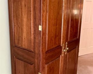 Beautiful and Compact Stickley Mahogany Armoire/Media Cabinet. 43" W x 20.5" D x 77" H.
