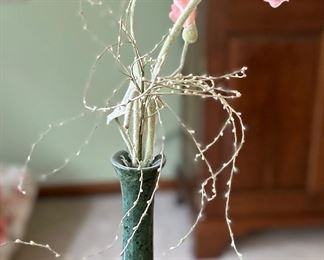 Stone bud Vase with Faux Plant. 