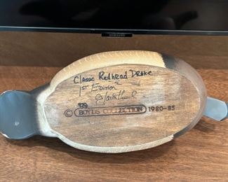 Carved Wood Decoy Duck signed 