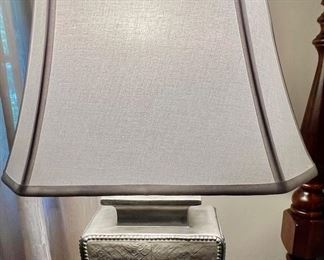 Silver Square Shaped with Silk Lampshae