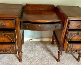 Antique Vanity with Mirror and Vanity Seat