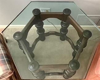 Ethan Allen Hexagon Glass Side Table