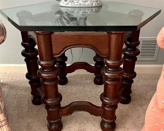 Ethan Allen Hexagon Glass Side Table