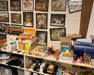 Office supplies, lifestyle wolf artwork