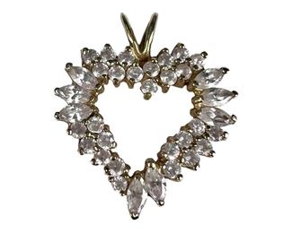 14kt Yellow Gold Cubic Zironia Heart Pendant