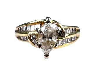 14kt Yellow Gold Marquise Diamond Ring
