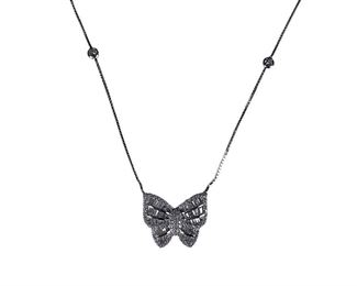 Sterling Silver Cubic Zirconia Butterfly Necklace