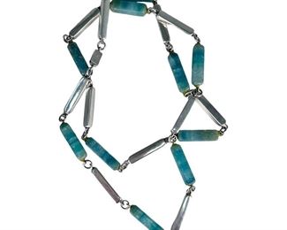 Sterling Silver Dyed Quartz Link Necklace