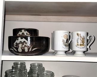 Starbucks and retro mugs, ball beverage jars