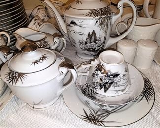 Silver Oriental Kutani china set