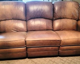 Brown leather recliner sofa
