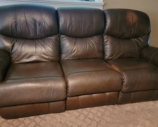 Dark brown reclining sofa