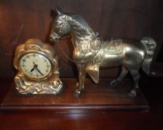 Brass vintage horse clock