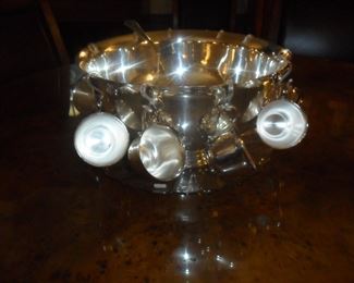 Silver plate Punch bowl and cups
