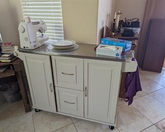 stainless steel topped kitchen island
